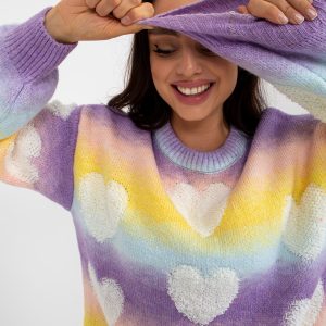 IŠPARDAVIMAS Drabužių didmeninė prekyba Klasikinis moteriškas megztinis ombre su aplikacija
