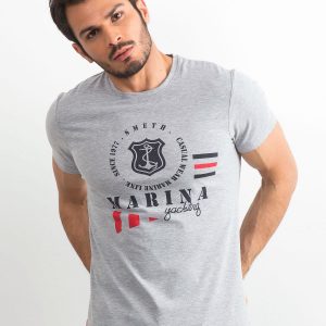 Men's cotton t-shirt with print grey