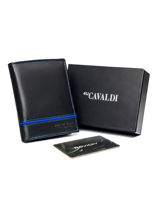 Black and blue vertical men's wallet