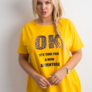 Yellow tunic with plus size inscription