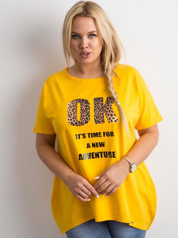 Yellow tunic with plus size inscription