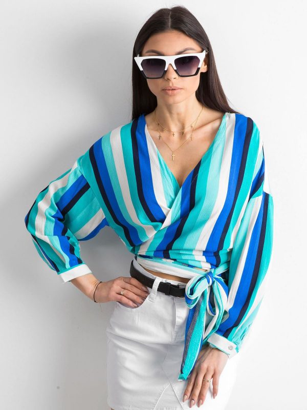 Blue striped blouse with binding