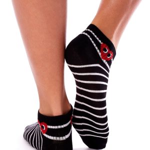 Black 3-pack striped foot socks