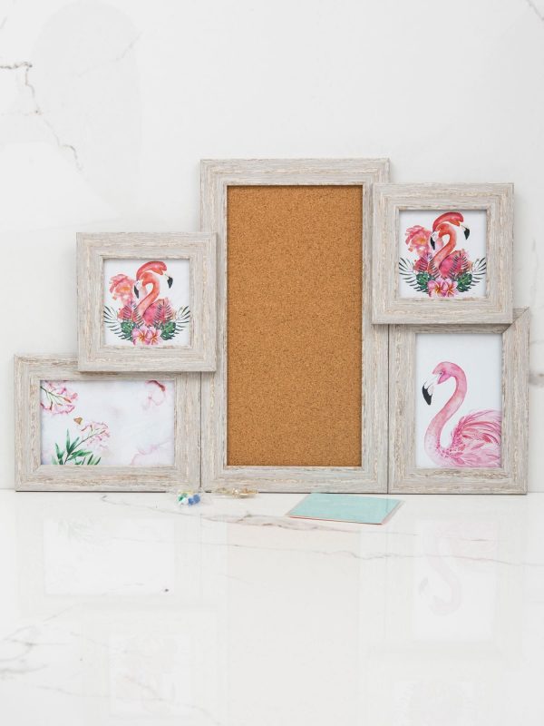 Beige multiframe with cork board