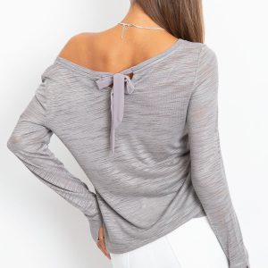 RUE PARIS Grey Aston blouse