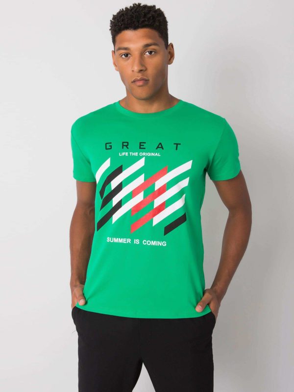 Dark Green Men's T-Shirt with Colorful Print Adriel