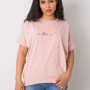 Dirty pink plus size blouse with Jewel inscription