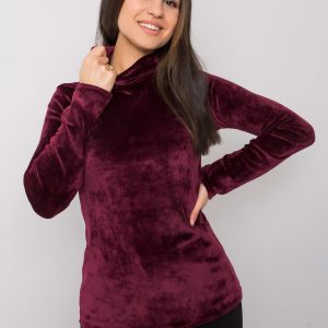 Burgundy velour blouse with turtleneck Millau