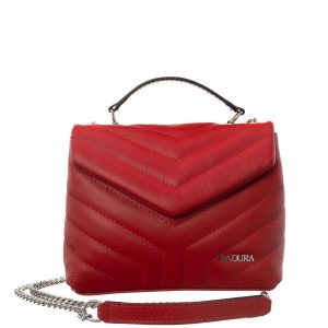 Red Quilted Leather Messenger Bag BADURA