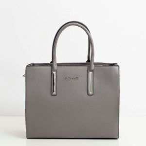 Grey bag with saffiano effect