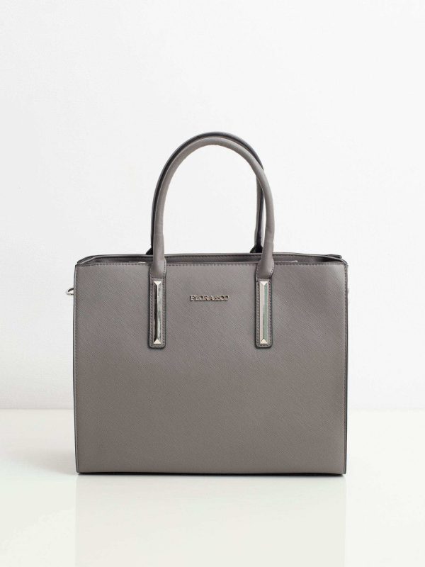 Grey bag with saffiano effect