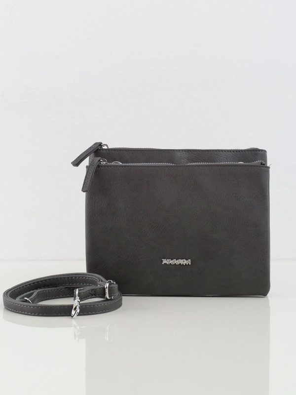 Dark Grey Eco Leather Messenger