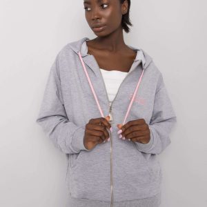 Grey melange zipper sweatshirt Ilaria