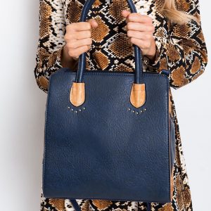 Navy blue eco-leather handbag