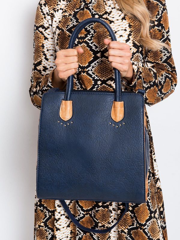 Navy blue eco-leather handbag