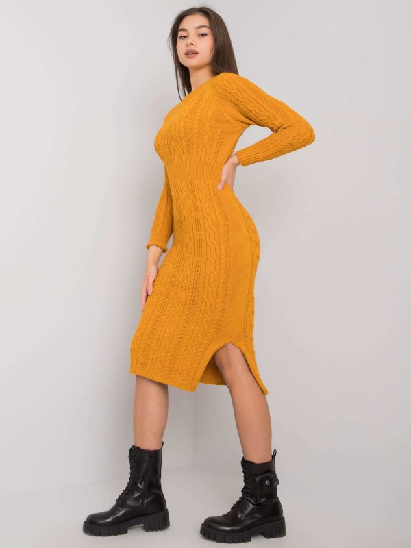 Mustard knitted dress Ellada RUE PARIS