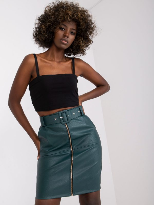 Dark green mini skirt with Jaen zipper