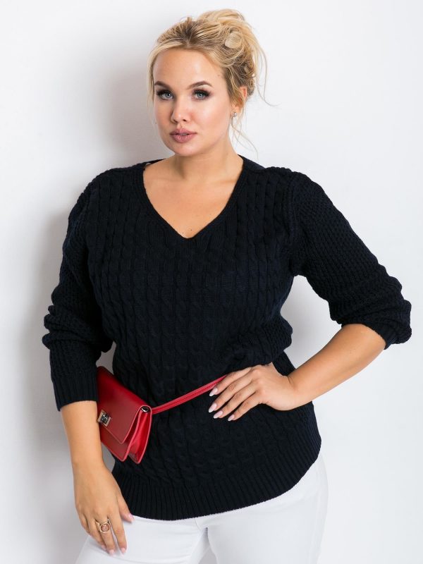 Navy blue plus size sweater Now