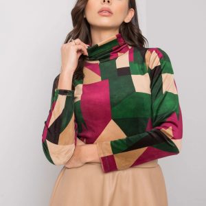 Pink and green velour blouse with Charlize patterns