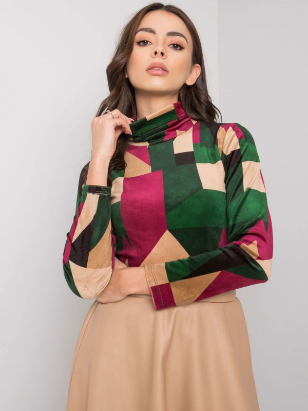 Pink and green velour blouse with Charlize patterns