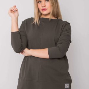 Dark khaki smooth plus size blouse Kalise