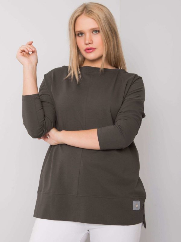 Dark khaki smooth plus size blouse Kalise