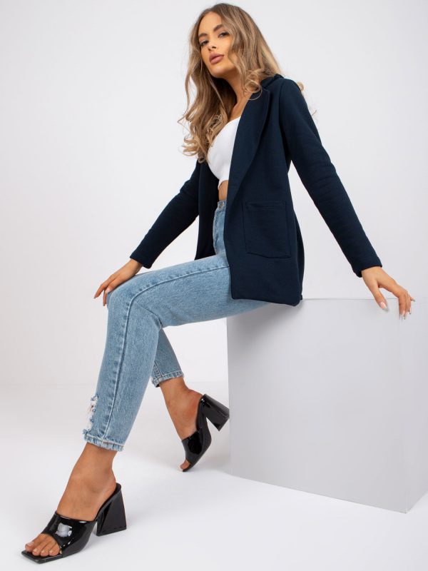 Navy blue sweatshirt jacket without fastening RUE PARIS