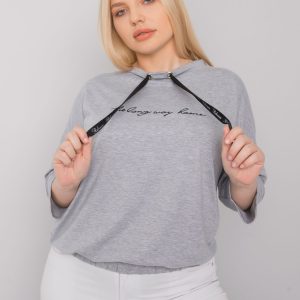 Gray melange plus size blouse with Perry inscription