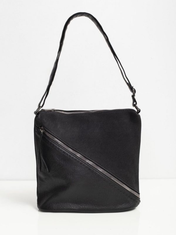 Black women's handbag with zipper