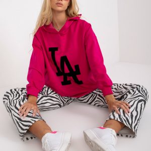 Fuchsia Oversize Sweatshirt with Hoodie