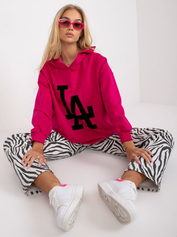 Fuchsia Oversize Sweatshirt with Hoodie