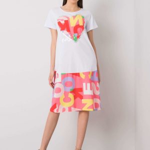 White and pink dress with Guinevere prints