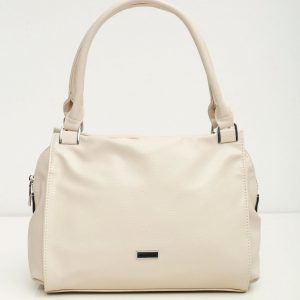 Cream Eco Leather Shoulder Bag