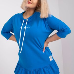 Dark blue sweatshirt tunic plus size cotton Elisabeth