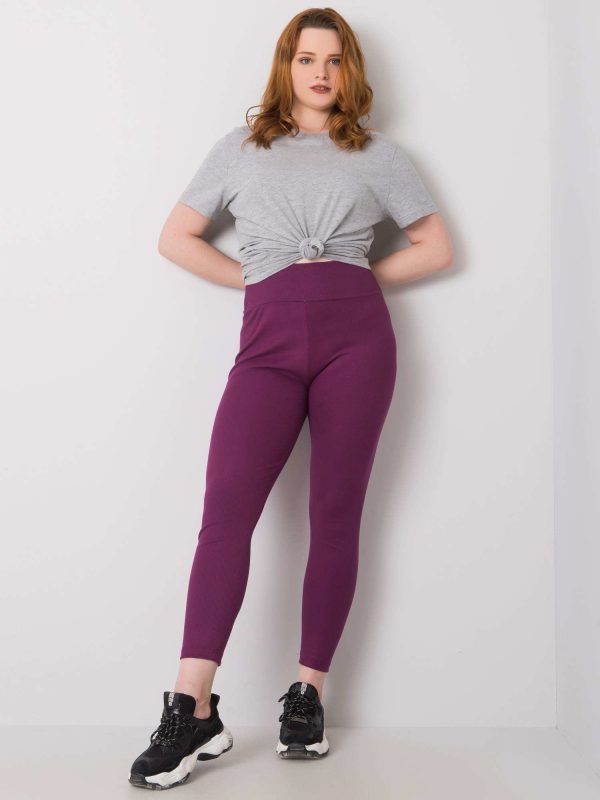 Caitleen RUE PARIS Dark Purple Plus Size Stripe Leggings