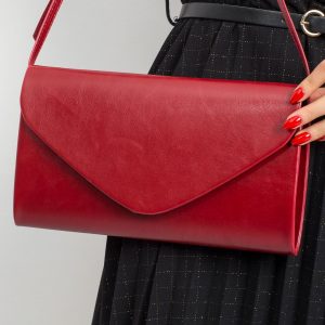 Dark red clutch bag