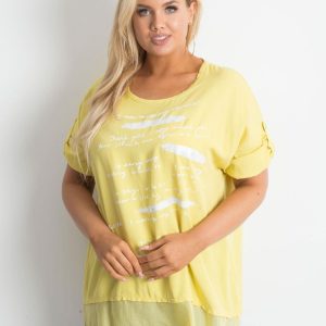 Yellow tunic plus size with print