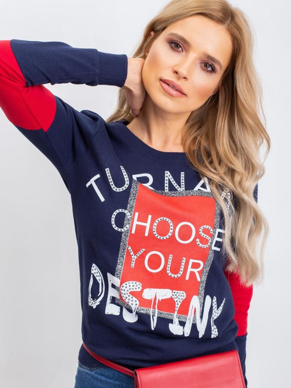 Navy blue sweatshirt with print