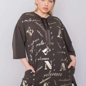 Dark khaki plus size blouse with Taylor print