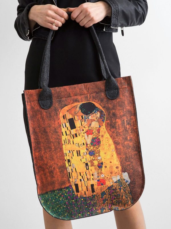 Women's Graphite Felt Bag with Printing