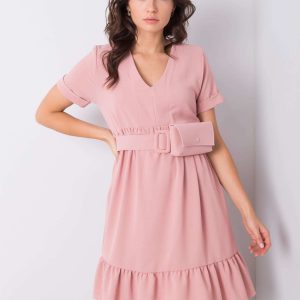 Dirty pink dress with ruffle Vianna