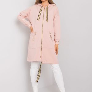 Dirty pink long zipper sweatshirt Ermelinde