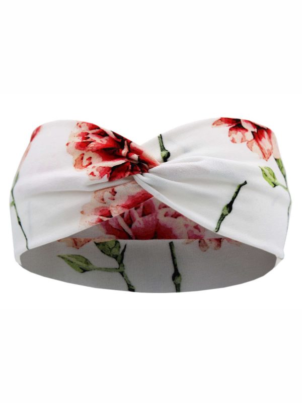 White headband for girl 3-5 years old with flowers