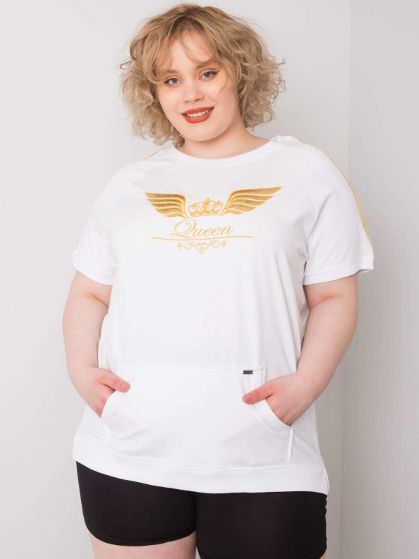 Shaunee White Plus Size Cotton Blouse