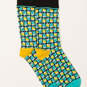 Turquoise Patterned Men's Socks