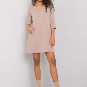 Dark beige dress with pockets by Ellida RUE PARIS