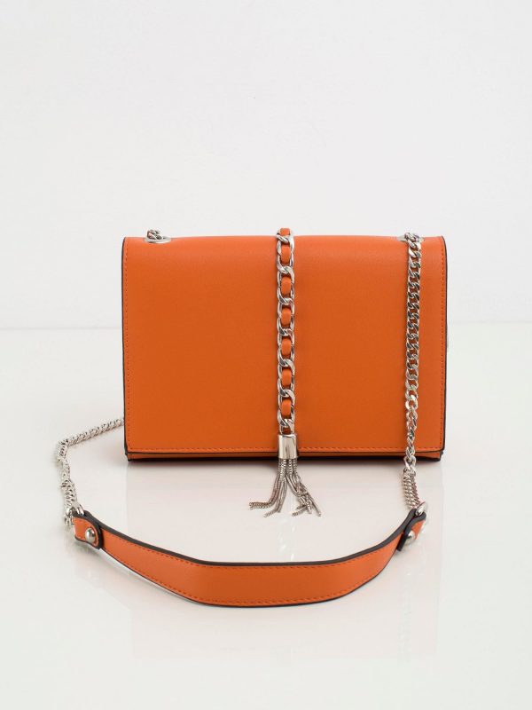 Orange handbag on a chain