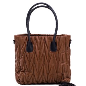 Brown eco leather quilted bag