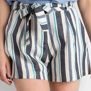 Blue Striped Shorts with Binding