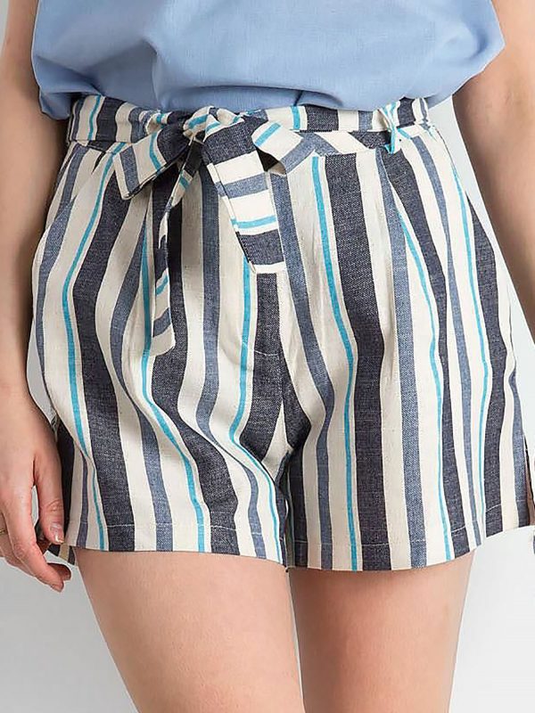 Blue Striped Shorts with Binding